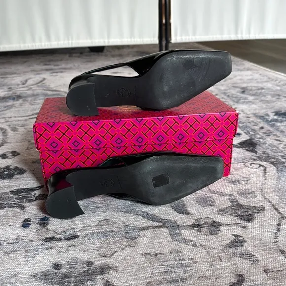 Tory Burch Black Patent Leather Slingback Heels