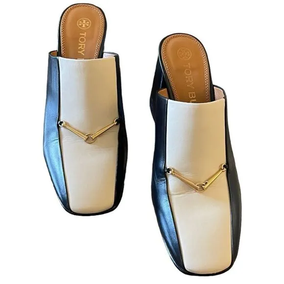 Tory Burch Equestrian Link Leather High Heeled Mules