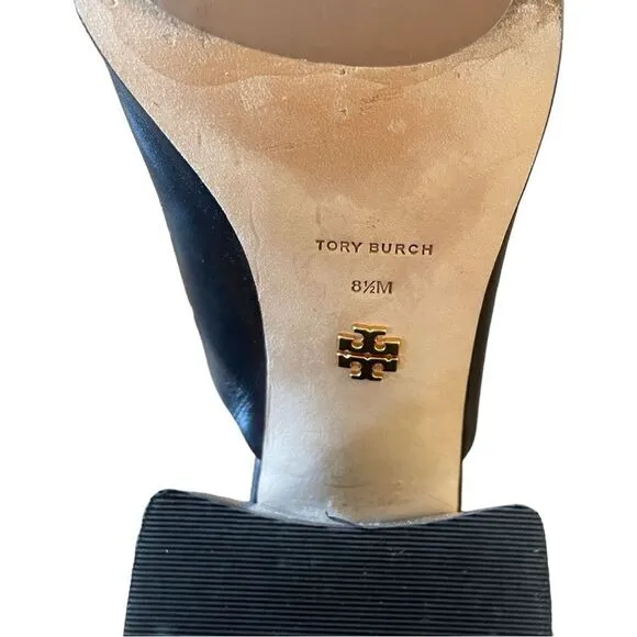 Tory Burch Equestrian Link Leather High Heeled Mules
