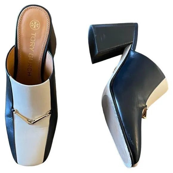 Tory Burch Equestrian Link Leather High Heeled Mules