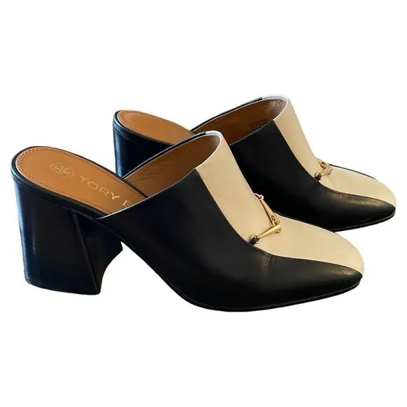 Tory Burch Equestrian Link Leather High Heeled Mules