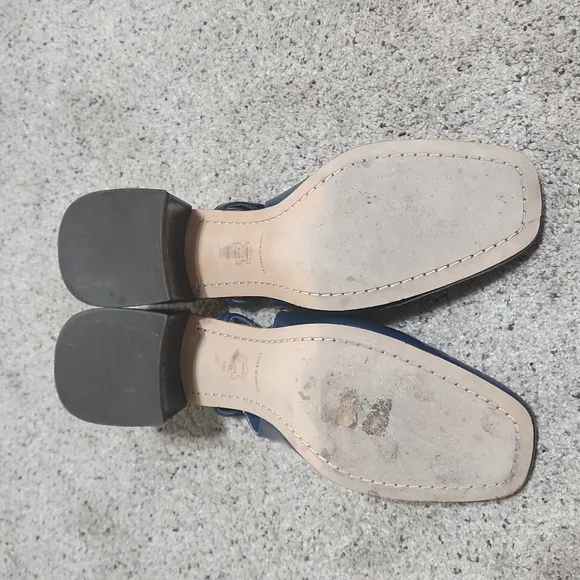 Tory Burch Georgia Bombe Slingback Heels Pumps Blue Patent Leather Size 8 M