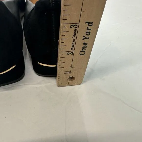 Tory Burch GiGi Slip On Pump Soft Suede Leather Women 7.5 Black Gold Career Bloc