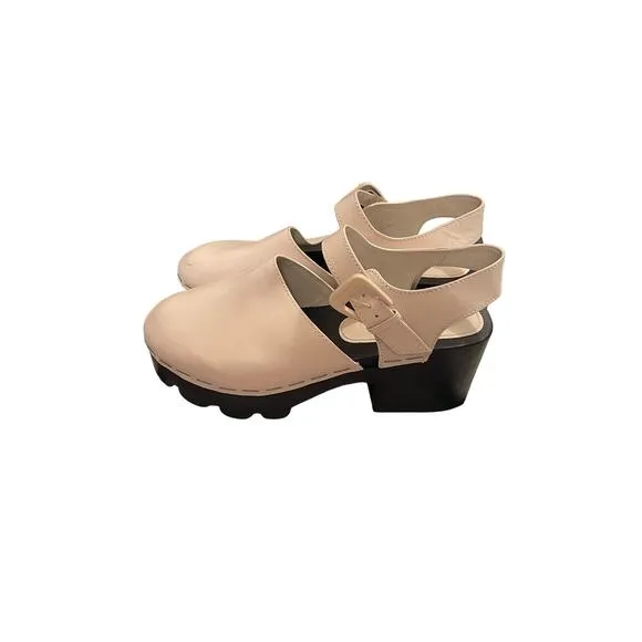 Tory Burch Lug Sole Leather Platform Clogs, Size: 10
