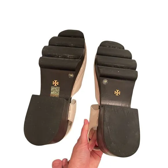 Tory Burch Lug Sole Leather Platform Clogs, Size: 10