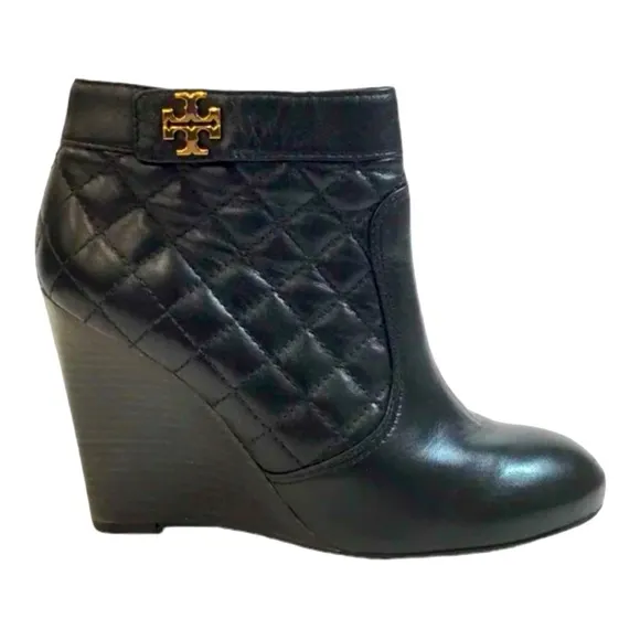 Tory Burch Quilted Wedge Bootie Black size 8 M