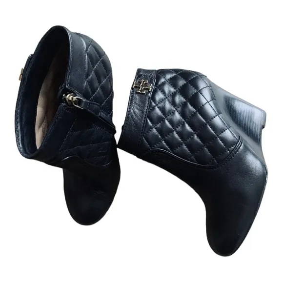 Tory Burch Quilted Wedge Bootie Black size 8 M