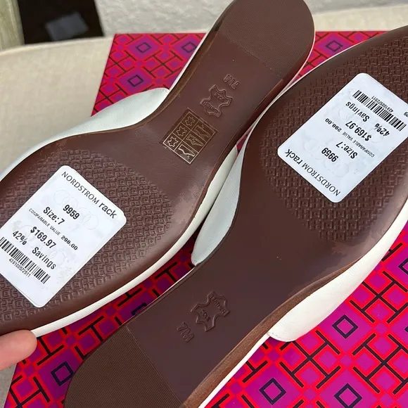 TORY BURCH Sienna flat slide leather mules white size 7