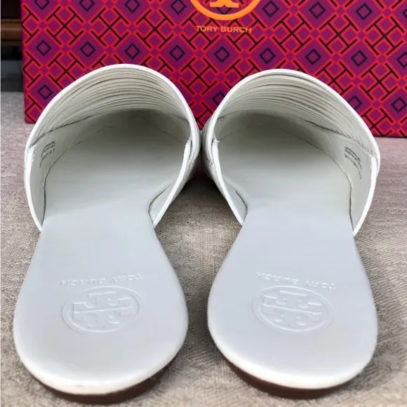 TORY BURCH Sienna flat slide leather mules white size 7