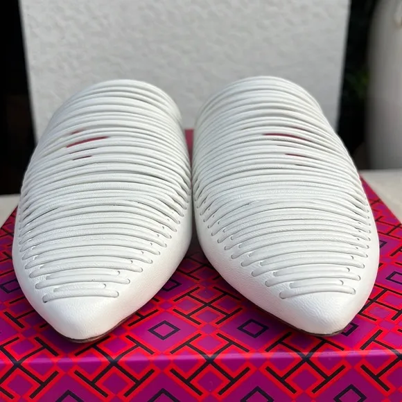 TORY BURCH Sienna flat slide leather mules white size 7