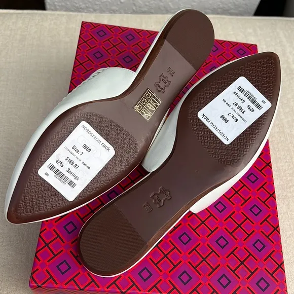 TORY BURCH Sienna flat slide leather mules white size 7