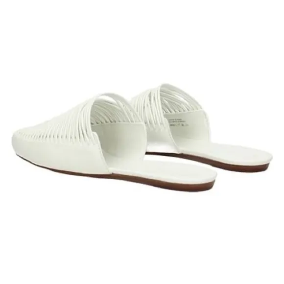Tory Burch, Sienna Flat/Mules, White Leather, Sz 10.5, NWB
