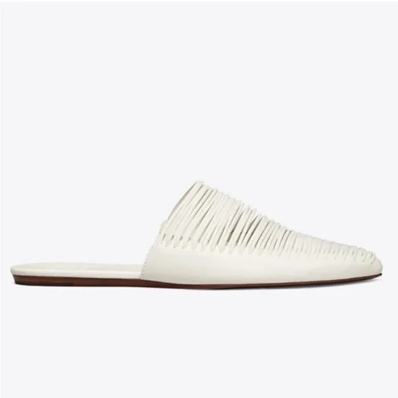Tory Burch, Sienna Flat/Mules, White Leather, Sz 10.5, NWB