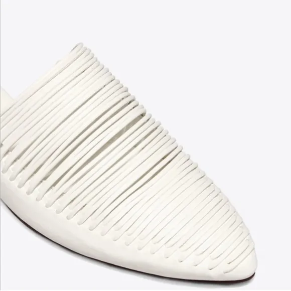 Tory Burch, Sienna Flat/Mules, White Leather, Sz 10.5, NWB