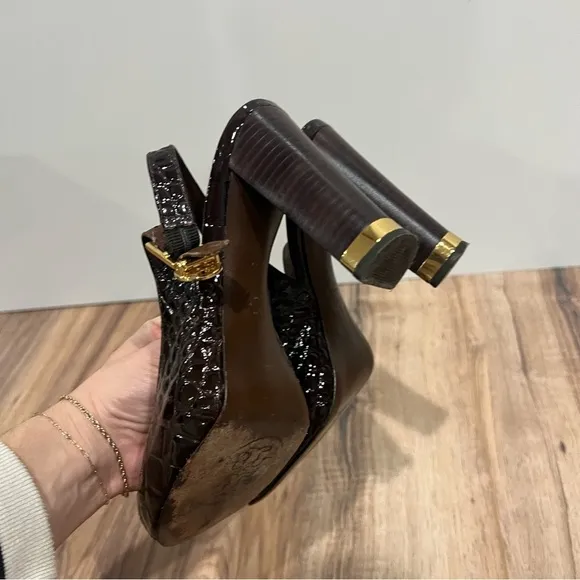 Tory Burch Slingback Y2K Snakeskin Leather Heels