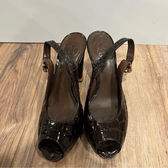 Tory Burch Slingback Y2K Snakeskin Leather Heels