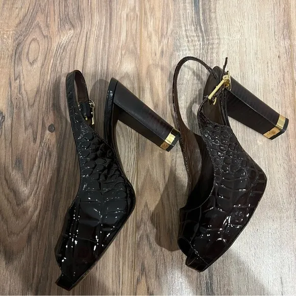 Tory Burch Slingback Y2K Snakeskin Leather Heels