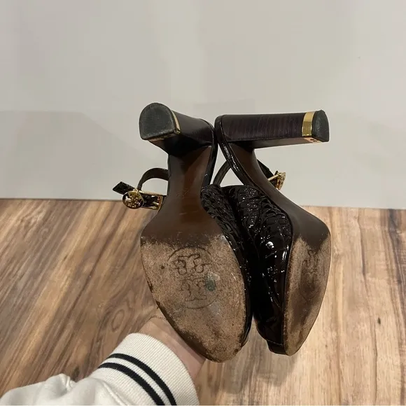 Tory Burch Slingback Y2K Snakeskin Leather Heels