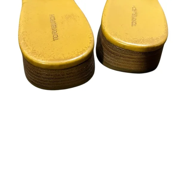 Tory Burch Tan Mules with Logo Medallion