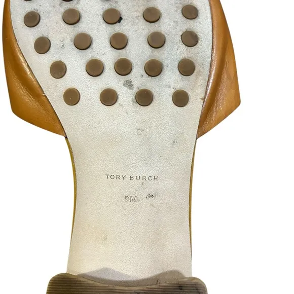 Tory Burch Tan Mules with Logo Medallion