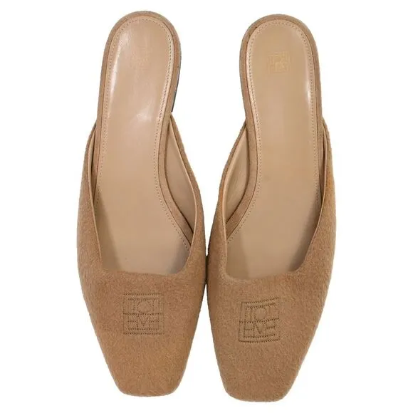 Toteme Flat Mules in Beige Cashmere