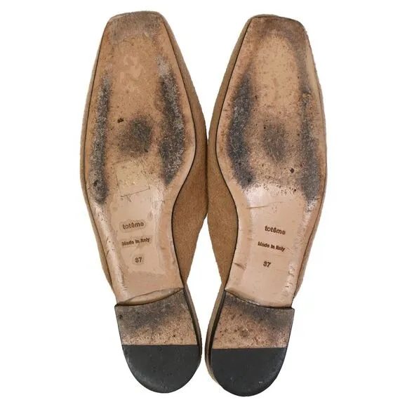 Toteme Flat Mules in Beige Cashmere