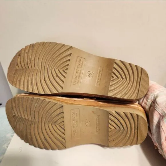 Troentorp &quot;Da Vinci&quot; Honey Brown Vegan Leather Clogs sz.9/40 Ret.$129