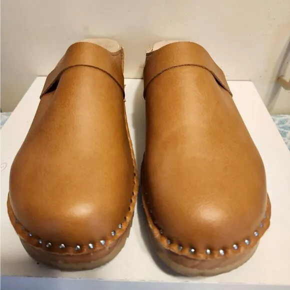 Troentorp &quot;Da Vinci&quot; Honey Brown Vegan Leather Clogs sz.9/40 Ret.$129
