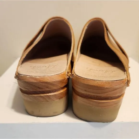 Troentorp &quot;Da Vinci&quot; Honey Brown Vegan Leather Clogs sz.9/40 Ret.$129