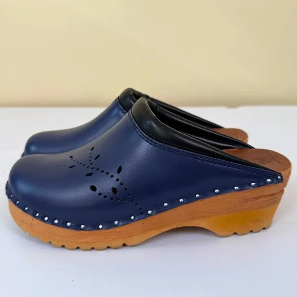 Troentorp Swedish Clogs | O'Keefe Dark Blue | Size 38