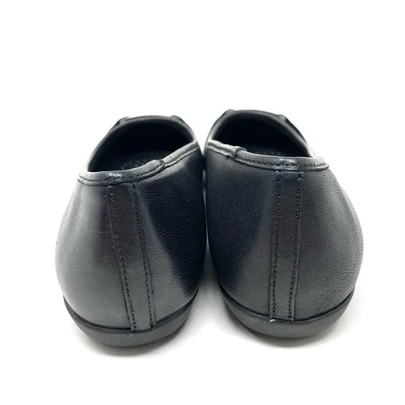 Trotters Sizzle Black Leather Ballet Flats WIDE