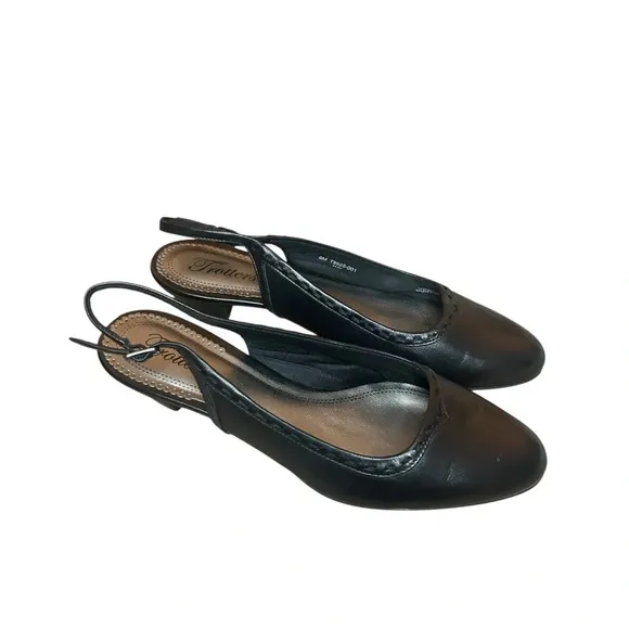 Trotters slingback heel buckle black size 9