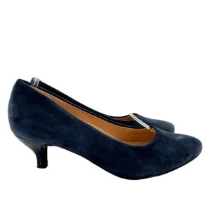Trotters womens heels  size 6 N navy blue suede kitten heel old money