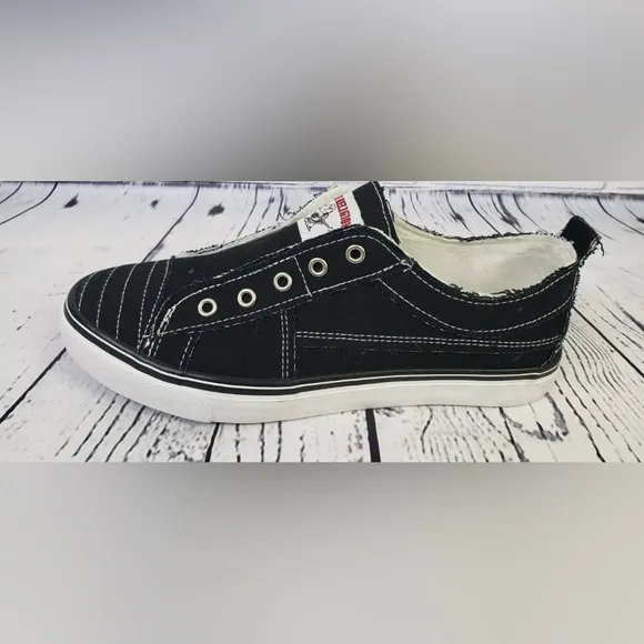 True Religion Black Canvas Slip-On Sneakers