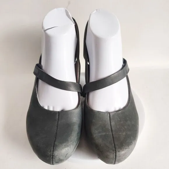 Tsubo Acrea Mary Janes Japan Shoe Blue Leather 3.75&quot; Heels Slingback 8.5 Modern