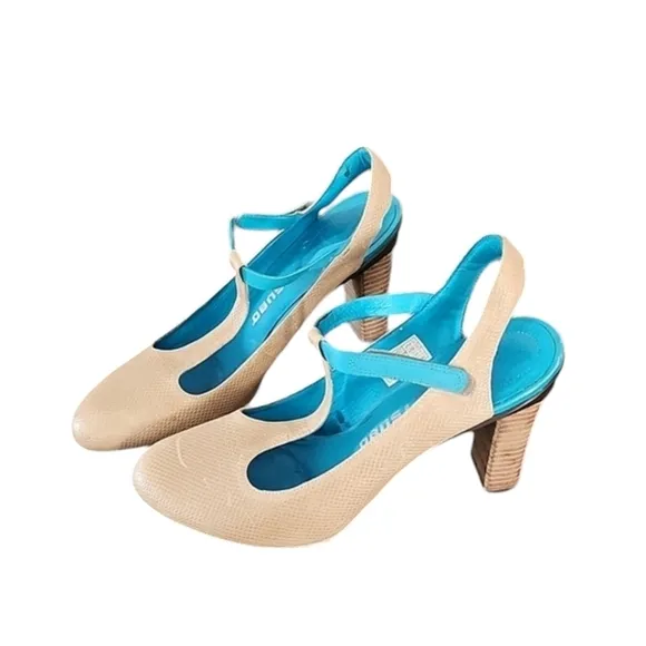 TSUBO Mary Jane T-strap Heels 40 9 Textured Slingback Industrial Retro Vintage