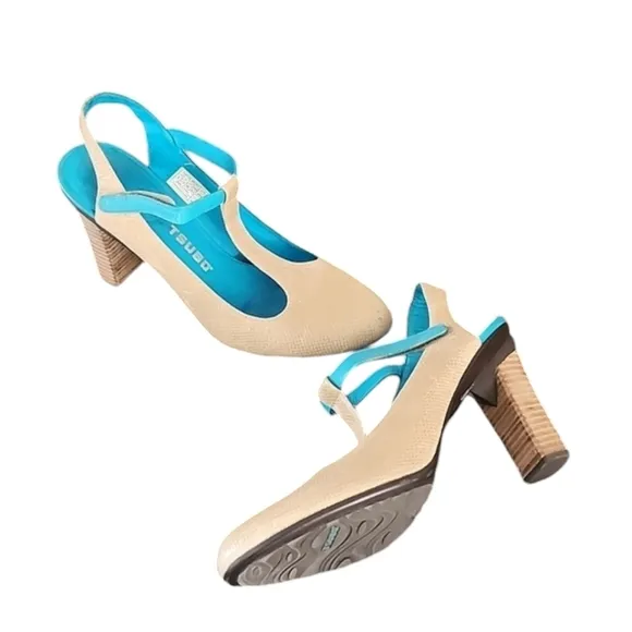 TSUBO Mary Jane T-strap Heels 40 9 Textured Slingback Industrial Retro Vintage