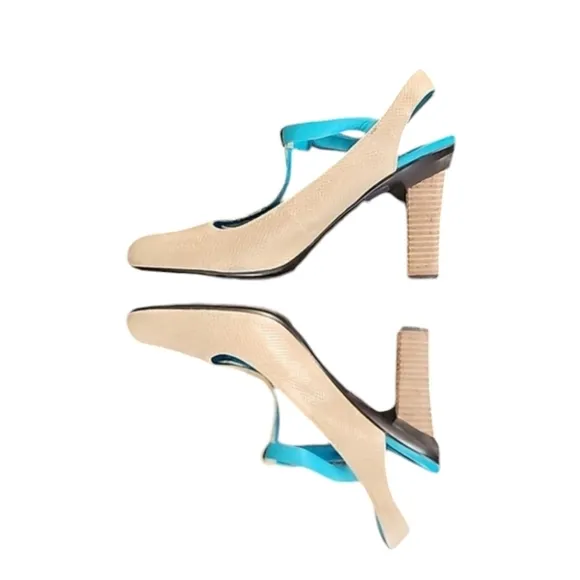 TSUBO Mary Jane T-strap Heels 40 9 Textured Slingback Industrial Retro Vintage
