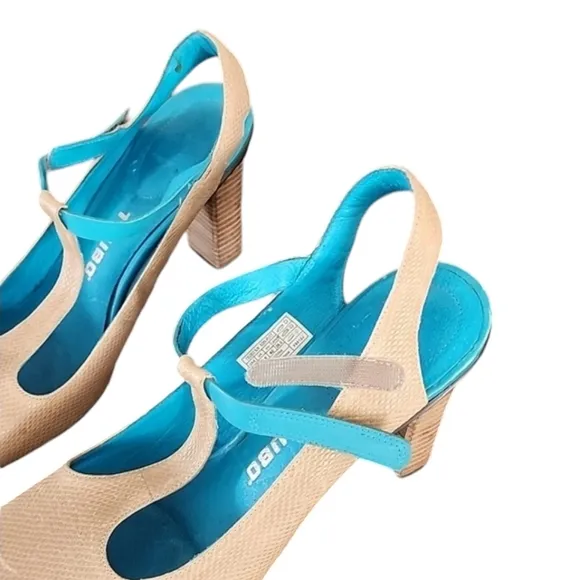 TSUBO Mary Jane T-strap Heels 40 9 Textured Slingback Industrial Retro Vintage