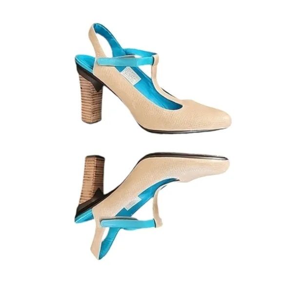 TSUBO Mary Jane T-strap Heels 40 9 Textured Slingback Industrial Retro Vintage