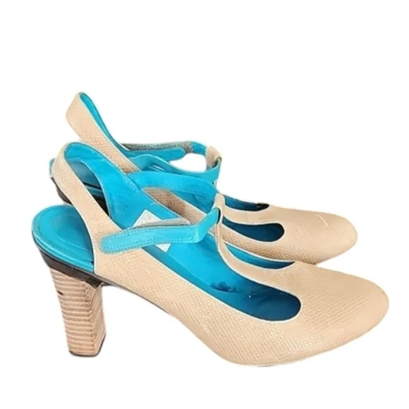 TSUBO Mary Jane T-strap Heels 40 9 Textured Slingback Industrial Retro Vintage