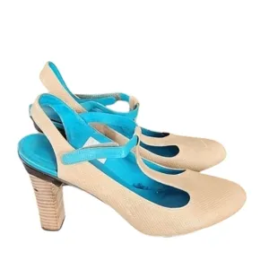 TSUBO Mary Jane T-strap Heels 40 9 Textured Slingback Industrial Retro Vintage