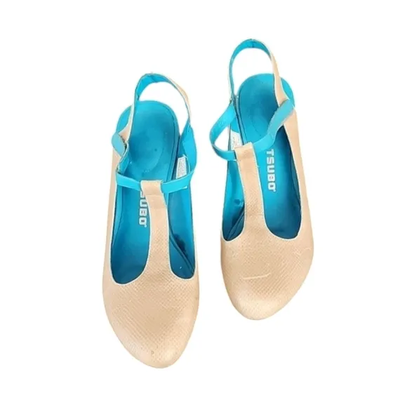 TSUBO Mary Jane T-strap Heels 40 9 Textured Slingback Industrial Retro Vintage