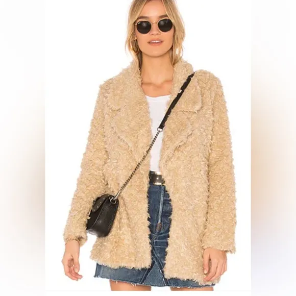 Tularosa Violet Faux Shag Coat in Natural Size Medium