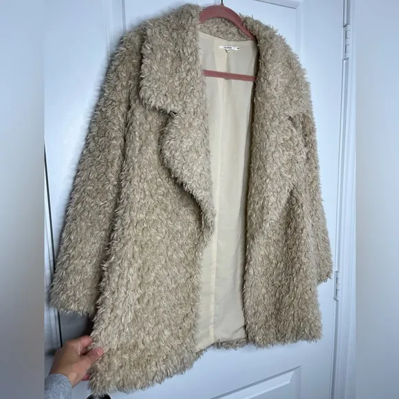 Tularosa Violet Faux Shag Coat in Natural Size Medium