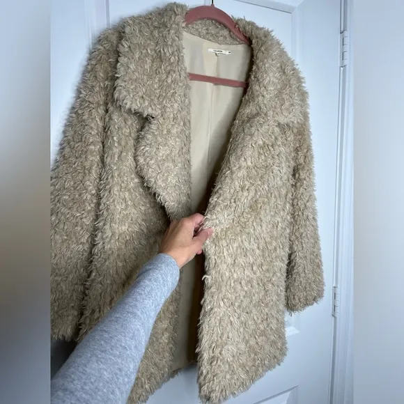 Tularosa Violet Faux Shag Coat in Natural Size Medium