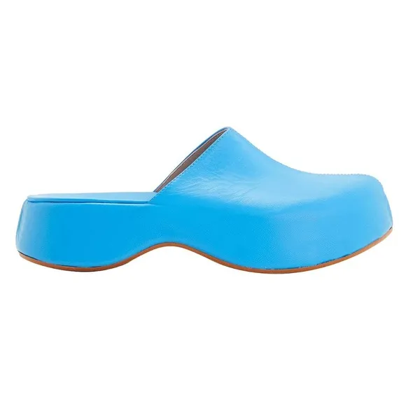 Turquoise Leather Clogs 39
