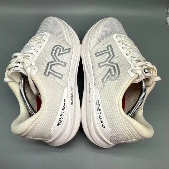 TYR SR-1 Tempo Mens 12 Womens 13.5 White Lace-Up Low Athletic Running Sneakers
