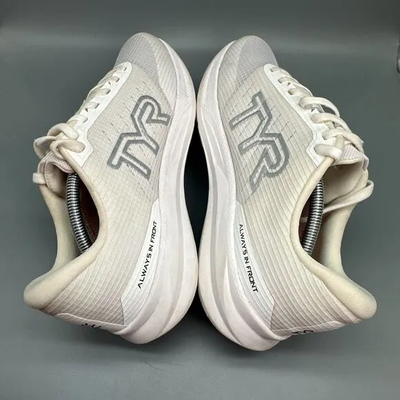 TYR SR-1 Tempo Mens 12 Womens 13.5 White Lace-Up Low Athletic Running Sneakers