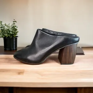 UEC Sanctuary Black Leather Boom Heel Mules Size 8.5 Women’s